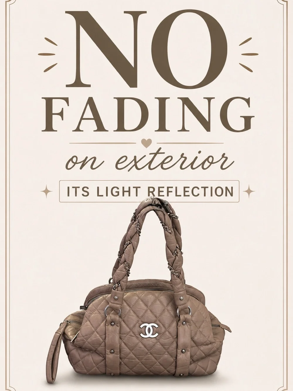 Chanel Lady Braid Bowler Bag Distressed Lambskin Taupe Quilted Satchel 13”